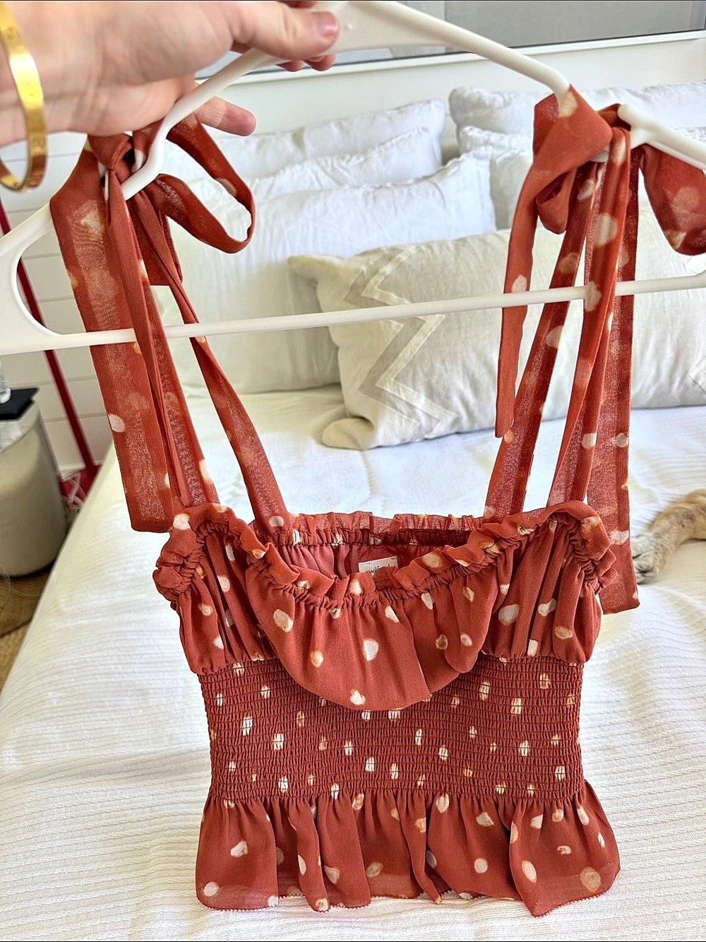 Aritzia Wilfred Camisole Polka Dot Top Brown XS